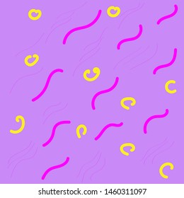 Seamless vector pattern of abstract hand drawn elements on a purple background