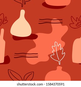 Seamless vector pattern with abstract hand drawn shapes and strokes.