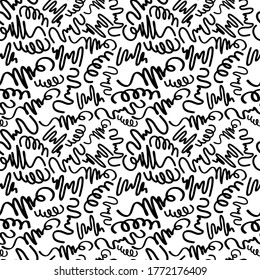 Seamless vector pattern. Abstract hand drawn scribble pattern. Trendy and minimalistic.