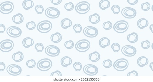Seamless vector pattern with abstract hand drawn circles in pastel blue on a light background. Modern, bold, and stylish design, perfect for textiles, wallpapers, branding, and creative projects.