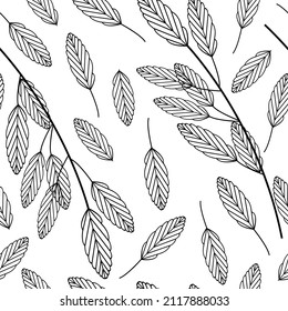 Seamless vector pattern with abstract leaves.