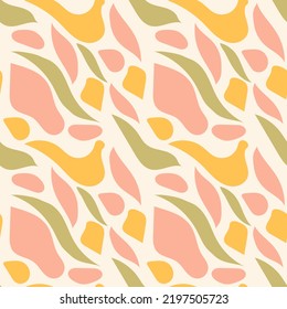 
Seamless vector pattern abstract leaves in pastel colors for package or fabric print