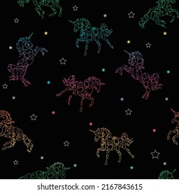 seamless vector pattern. abstract magic rainbow unicorn with star, pattern for girls, Creative background for textile, prints, paper wrap