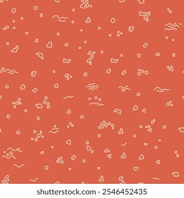 Seamless vector pattern with abstract marine-inspired shapes on an orange background in a modern style. Suitable for textiles and packaging.