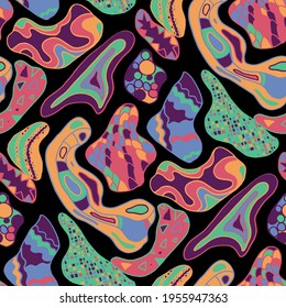 Seamless vector pattern with abstract modern doodles. Bright summer print. Trendy colorful background. Vintage geometric doodles.	