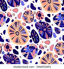 Seamless vector pattern with abstract modern doodles. Bright summer print. Trendy colorful background. Vintage geometric doodles.	