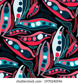 Seamless vector pattern with abstract modern doodles. Bright summer print. Trendy colorful background. Vintage geometric doodles.	