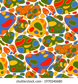 Seamless vector pattern with abstract modern doodles. Bright summer print. Trendy colorful background. Vintage geometric doodles.	