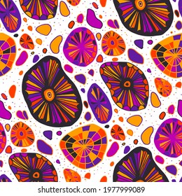 Seamless vector pattern with abstract modern doodles. Bright summer print. Trendy colorful background. Vintage geometric doodles.	