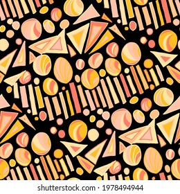 Seamless vector pattern with abstract modern doodles. Bright summer print. Trendy colorful background. Vintage geometric doodles.	