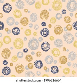 Seamless vector pattern with abstract modern doodles. Bright summer print. Trendy colorful background. Vintage geometric doodles.	