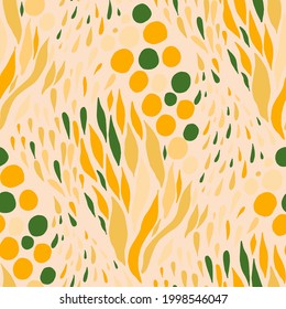 Seamless vector pattern with abstract modern doodles. Bright summer print. Trendy colorful background. Vintage geometric doodles.	