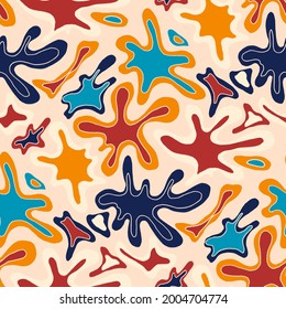 Seamless vector pattern with abstract modern doodles. Bright summer print. Trendy colorful background. Vintage geometric doodles.	