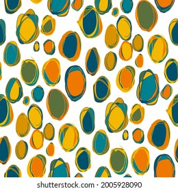 Seamless vector pattern with abstract modern doodles. Bright summer print. Trendy colorful background. Vintage geometric doodles.	