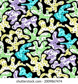 Seamless vector pattern with abstract modern doodles. Bright summer print. Trendy colorful background. Vintage geometric doodles.	