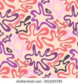 Seamless vector pattern with abstract modern doodles. Bright summer print. Trendy colorful background. Vintage geometric doodles.	