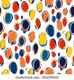 Seamless vector pattern with abstract modern doodles. Bright summer print. Trendy colorful background. Vintage geometric doodles.	