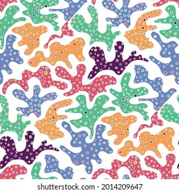 Seamless vector pattern with abstract modern doodles. Bright summer print. Trendy colorful background. Vintage geometric doodles.	