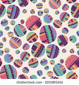 Seamless vector pattern with abstract modern doodles. Bright summer print. Trendy colorful background. Vintage geometric doodles.	