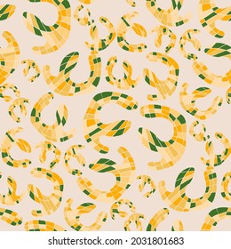 Seamless vector pattern with abstract modern doodles. Bright summer print. Trendy colorful background. Vintage geometric doodles.	