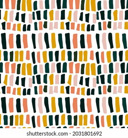 Seamless vector pattern with abstract modern doodles. Bright summer print. Trendy colorful background. Vintage geometric doodles.	