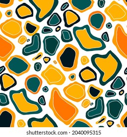 Seamless vector pattern with abstract modern doodles. Bright summer print. Trendy colorful background. Vintage geometric doodles.	
