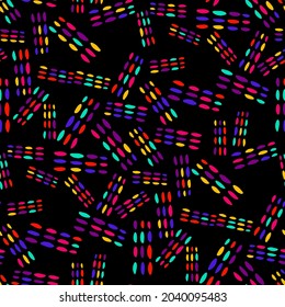 Seamless vector pattern with abstract modern doodles. Bright summer print. Trendy colorful background. Vintage geometric doodles.	