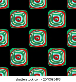 Seamless vector pattern with abstract modern doodles. Bright summer print. Trendy colorful background. Vintage geometric doodles.	