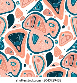 Seamless vector pattern with abstract modern doodles. Bright summer print. Trendy colorful background. Vintage geometric doodles.	