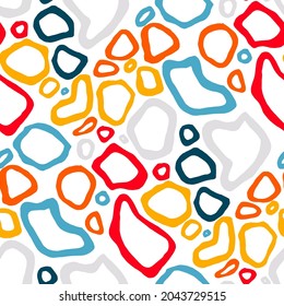 Seamless vector pattern with abstract modern doodles. Bright summer print. Trendy colorful background. Vintage geometric doodles.	