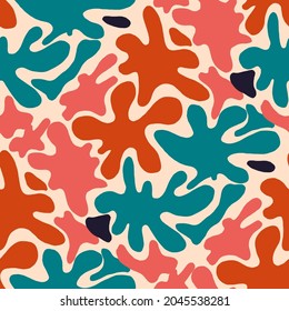 Seamless vector pattern with abstract modern doodles. Bright summer print. Trendy colorful background. Vintage geometric doodles.	