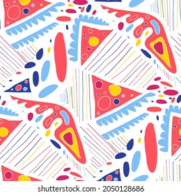 Seamless vector pattern with abstract modern doodles. Bright summer print. Trendy colorful background. Vintage geometric doodles.	