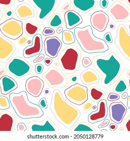 Seamless vector pattern with abstract modern doodles. Bright summer print. Trendy colorful background. Vintage geometric doodles.	