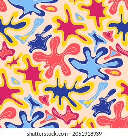 Seamless vector pattern with abstract modern doodles. Bright summer print. Trendy colorful background. Vintage geometric doodles.	