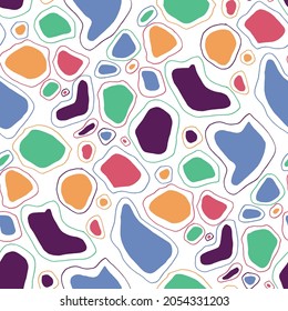 Seamless vector pattern with abstract modern doodles. Bright summer print. Trendy colorful background. Vintage geometric doodles.	