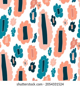 Seamless vector pattern with abstract modern doodles. Bright summer print. Trendy colorful background. Vintage geometric doodles.	