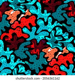 Seamless vector pattern with abstract modern doodles. Bright summer print. Trendy colorful background. Vintage geometric doodles.	