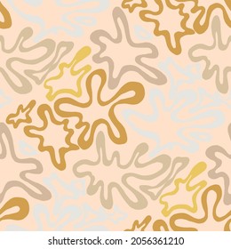 Seamless vector pattern with abstract modern doodles. Bright summer print. Trendy colorful background. Vintage geometric doodles.	