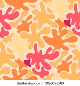 Seamless vector pattern with abstract modern doodles. Bright summer print. Trendy colorful background. Vintage geometric doodles.	