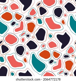 Seamless vector pattern with abstract modern doodles. Bright summer print. Trendy colorful background. Vintage geometric doodles.	