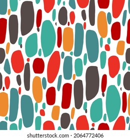 Seamless vector pattern with abstract modern doodles. Bright summer print. Trendy colorful background. Vintage geometric doodles.	