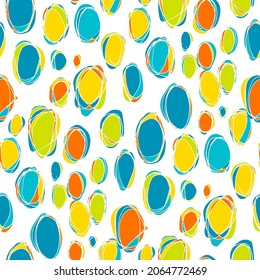 Seamless vector pattern with abstract modern doodles. Bright summer print. Trendy colorful background. Vintage geometric doodles.	