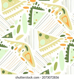 Seamless vector pattern with abstract modern doodles. Bright summer print. Trendy colorful background. Vintage geometric doodles.	