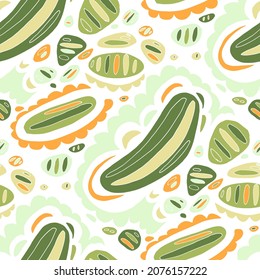 Seamless vector pattern with abstract modern doodles. Bright summer print. Trendy colorful background. Vintage geometric doodles.	