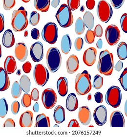 Seamless vector pattern with abstract modern doodles. Bright summer print. Trendy colorful background. Vintage geometric doodles.	