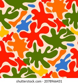 Seamless vector pattern with abstract modern doodles. Bright summer print. Trendy colorful background. Vintage geometric doodles.	