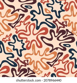 Seamless vector pattern with abstract modern doodles. Bright summer print. Trendy colorful background. Vintage geometric doodles.	