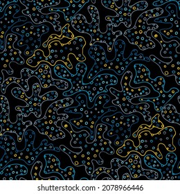 Seamless vector pattern with abstract modern doodles. Bright summer print. Trendy colorful background. Vintage geometric doodles.	