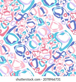 Seamless vector pattern with abstract modern doodles. Bright summer print. Trendy colorful background. Vintage geometric doodles.	