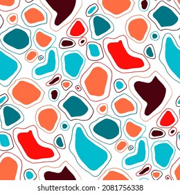 Seamless vector pattern with abstract modern doodles. Bright summer print. Trendy colorful background. Vintage geometric doodles.	